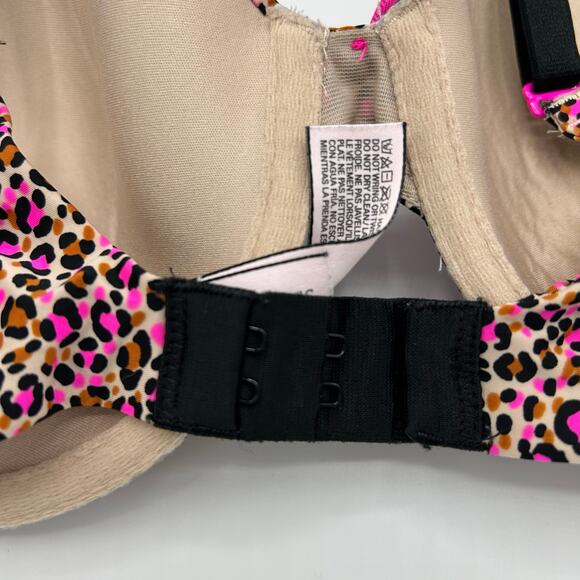 Victoria’s Secret Bra 36D Demi Leopard Print Pink Animal Push Up Underwire - Picture 7 of 11